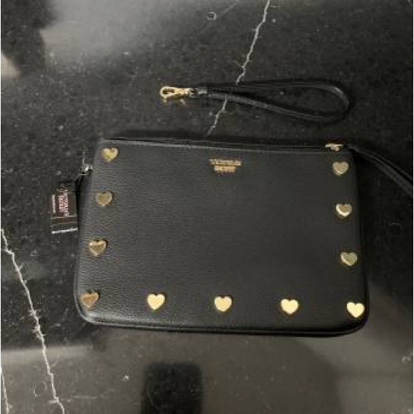 Victoria's Secret Handbags - NEW! Victoria’s Secret Black and Gold Studded Clutch / Wristlet